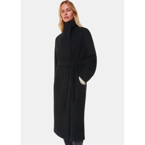 Whistles Black Morgan Funnel Neck Coat